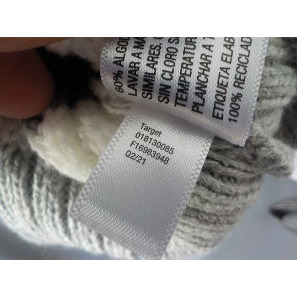 A New Day Sweater Gray White Cable Knit Stripes Women size Large Pullover V-Neck - Picture 10 of 11